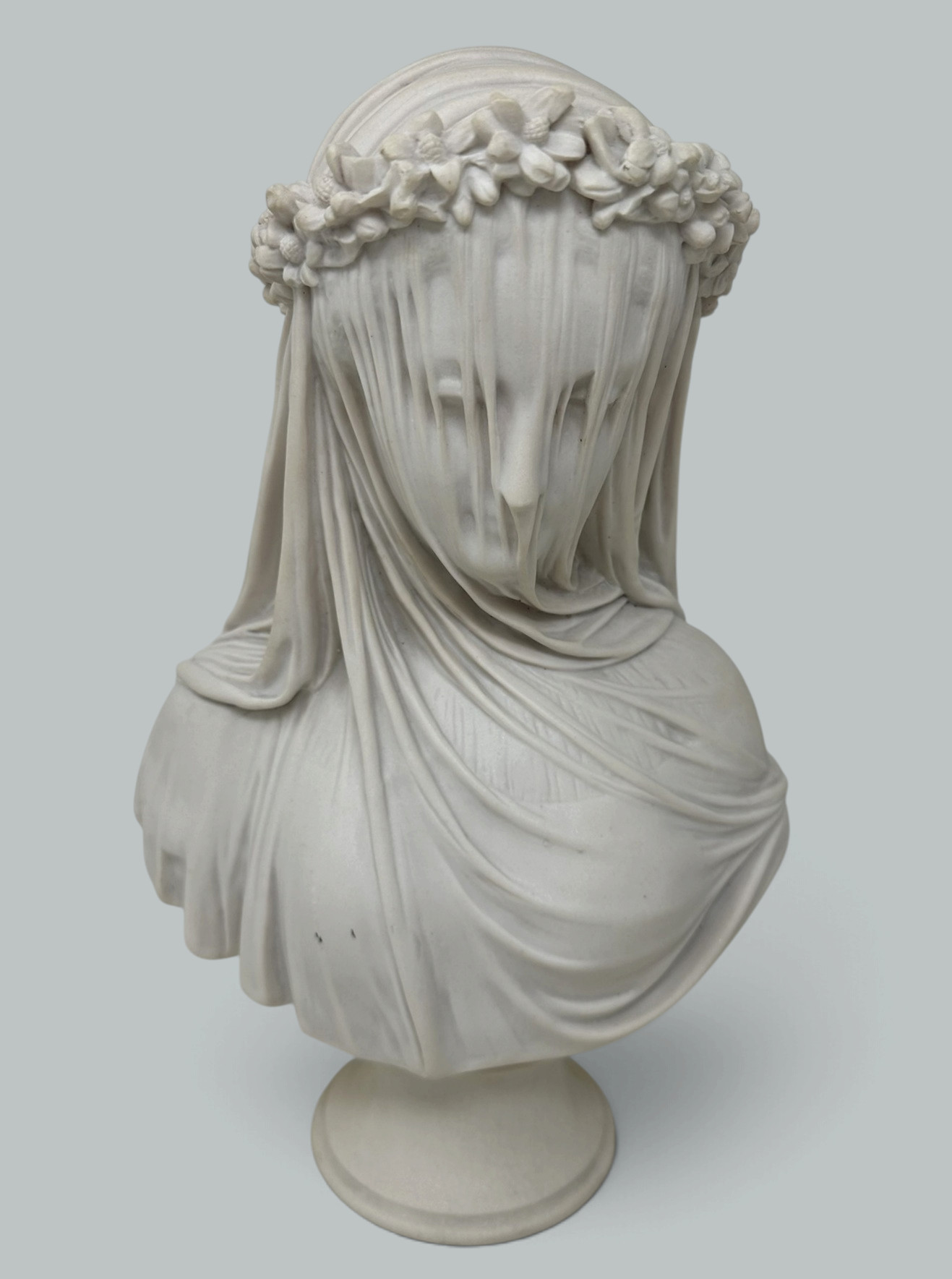 250. Antique English Parian Porcelain Bust VEILED MAIDEN after Monti Raffaele 19thCen - Image 3