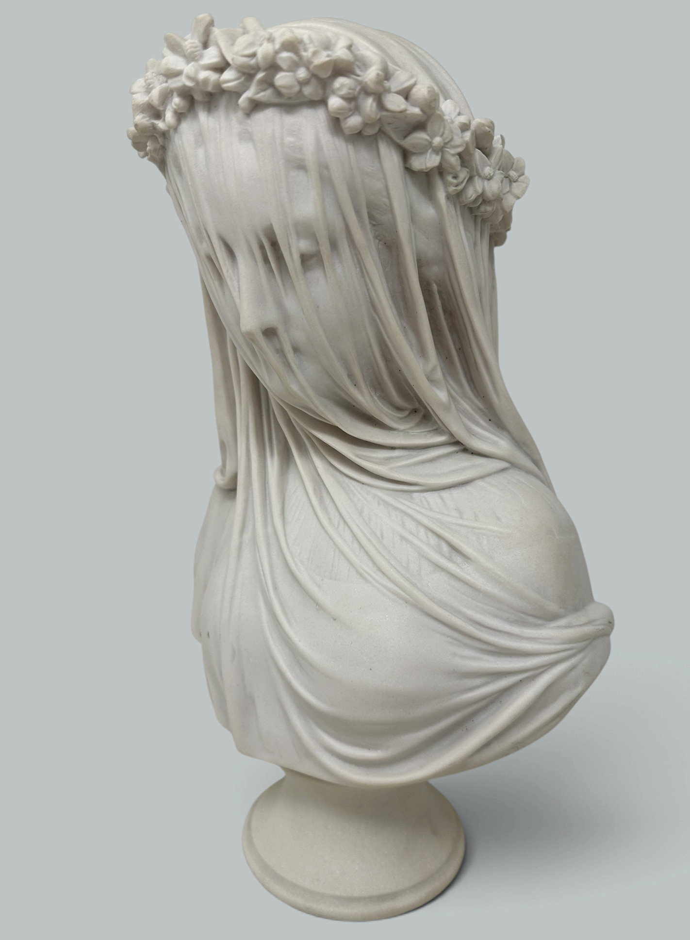 250. Antique English Parian Porcelain Bust VEILED MAIDEN after Monti Raffaele 19thCen - Image 5