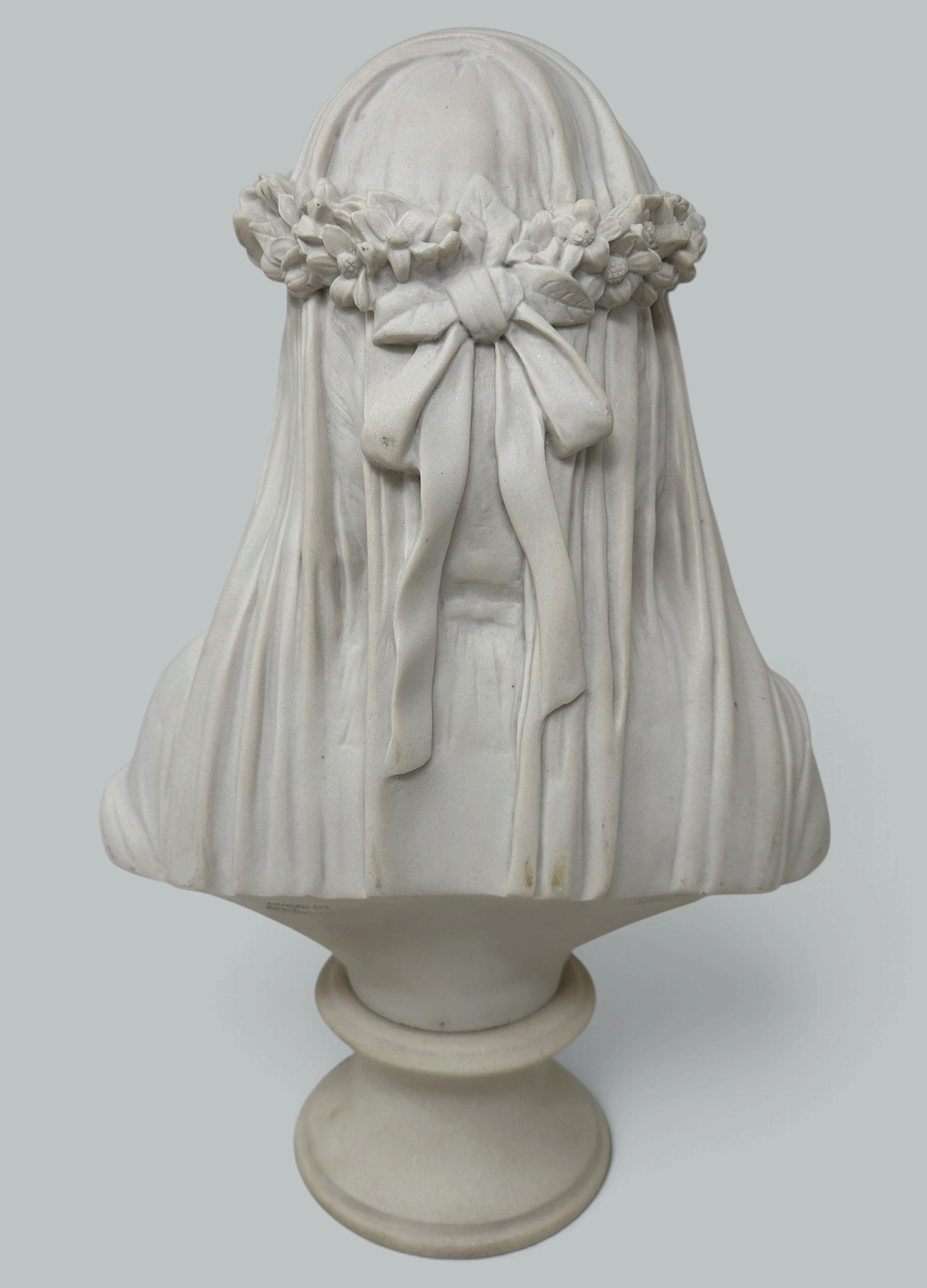 250. Antique English Parian Porcelain Bust VEILED MAIDEN after Monti Raffaele 19thCen - Image 6