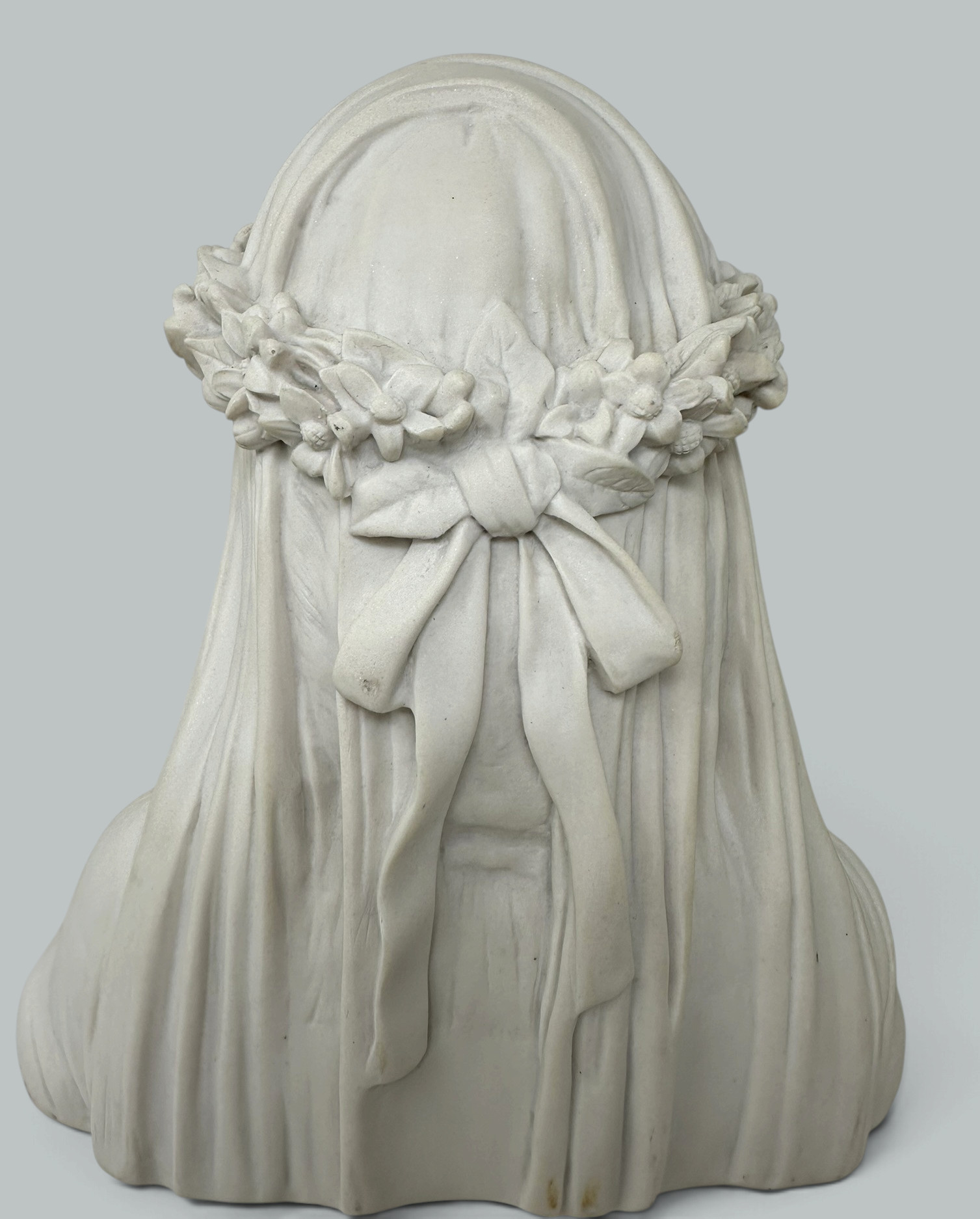 250. Antique English Parian Porcelain Bust VEILED MAIDEN after Monti Raffaele 19thCen - Image 7