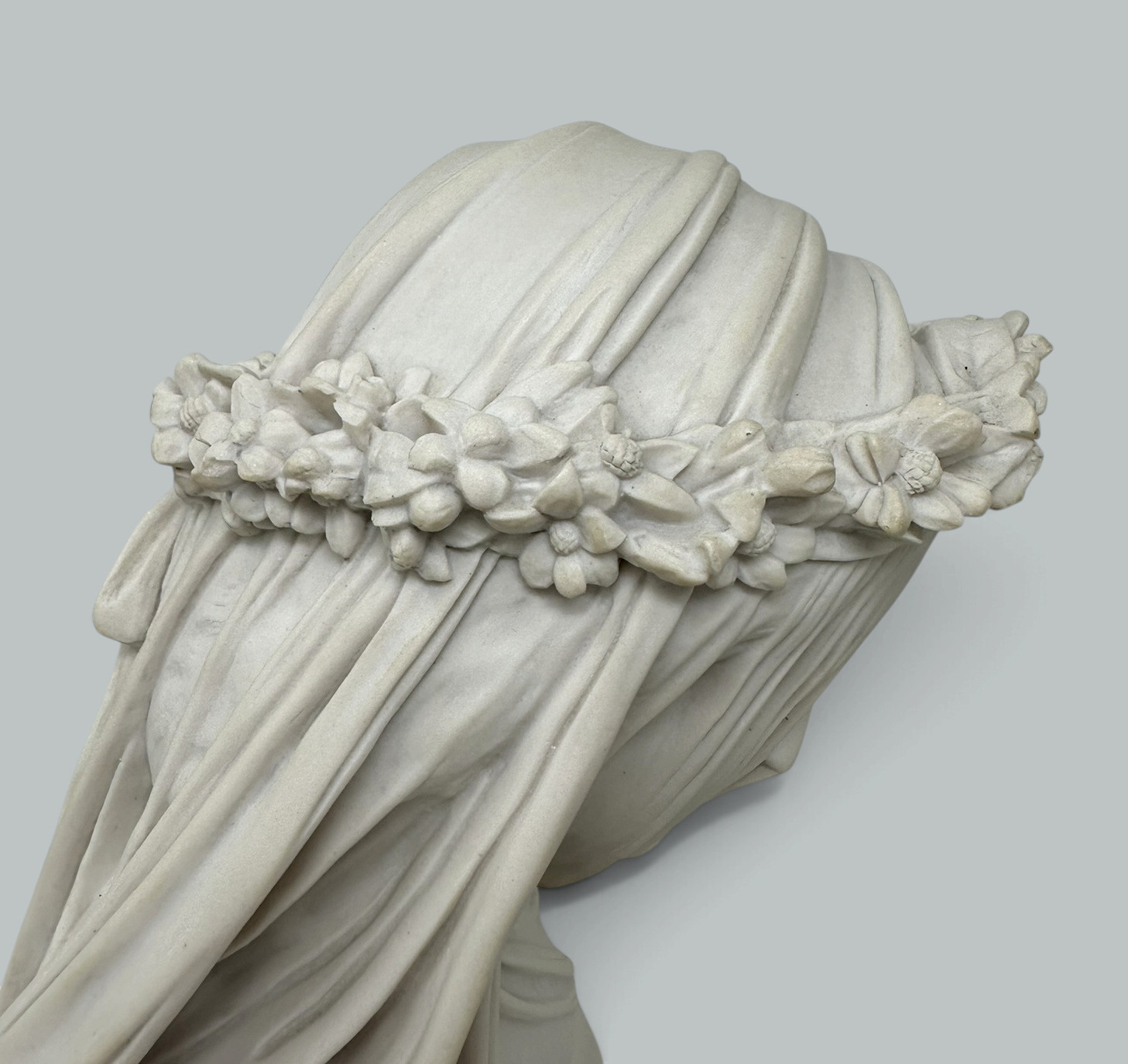 250. Antique English Parian Porcelain Bust VEILED MAIDEN after Monti Raffaele 19thCen - Image 8