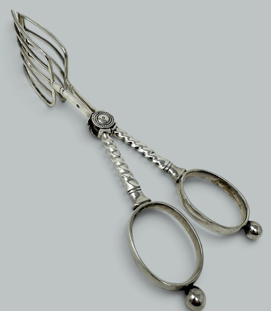 950. Antique Vintage English Sterling Silver Asparagus Tongs Ben Wade Sheffield 1921