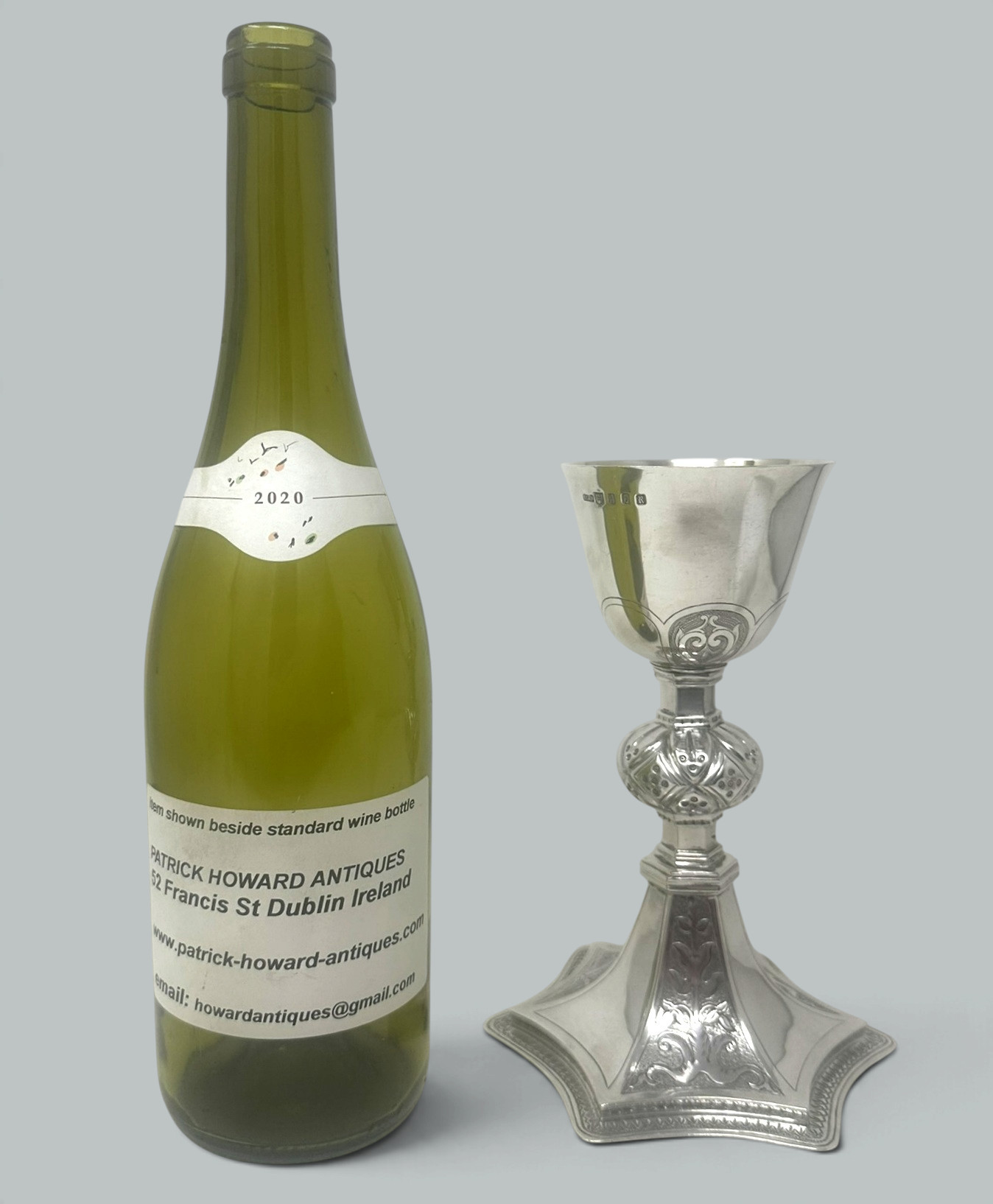 087. Antique Vintage Sterling Silver Wine Religious Goblet Chalice IRISH 1912. 12ozs - Image 11