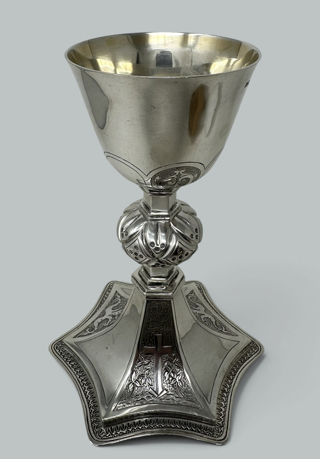 087. Antique Vintage Sterling Silver Wine Religious Goblet Chalice IRISH 1912. 12ozs - Image 3