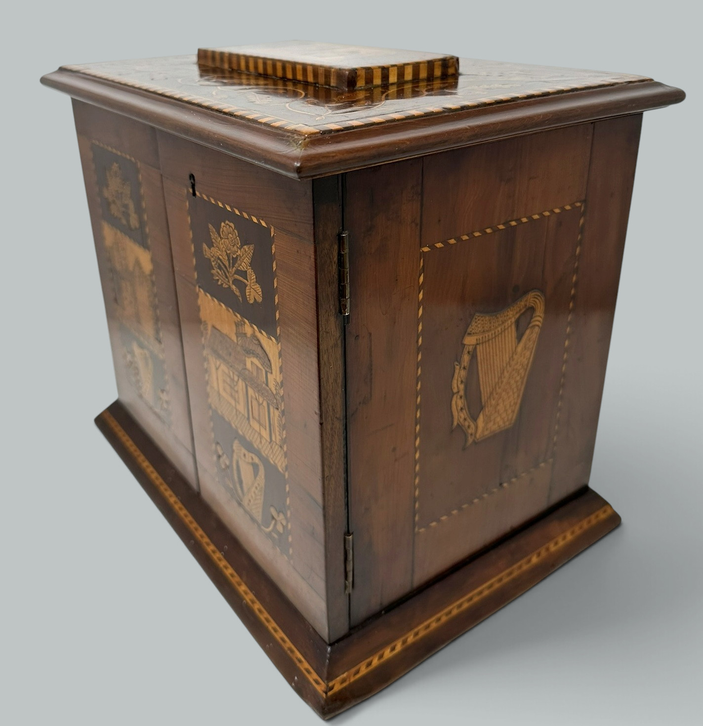204. Antique Irish Castle Ruins Killarney Killarneyware Arbutus Wood Jewellery Casket - Image 5