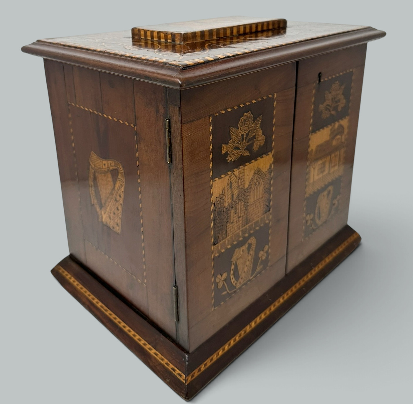 204. Antique Irish Castle Ruins Killarney Killarneyware Arbutus Wood Jewellery Casket - Image 6