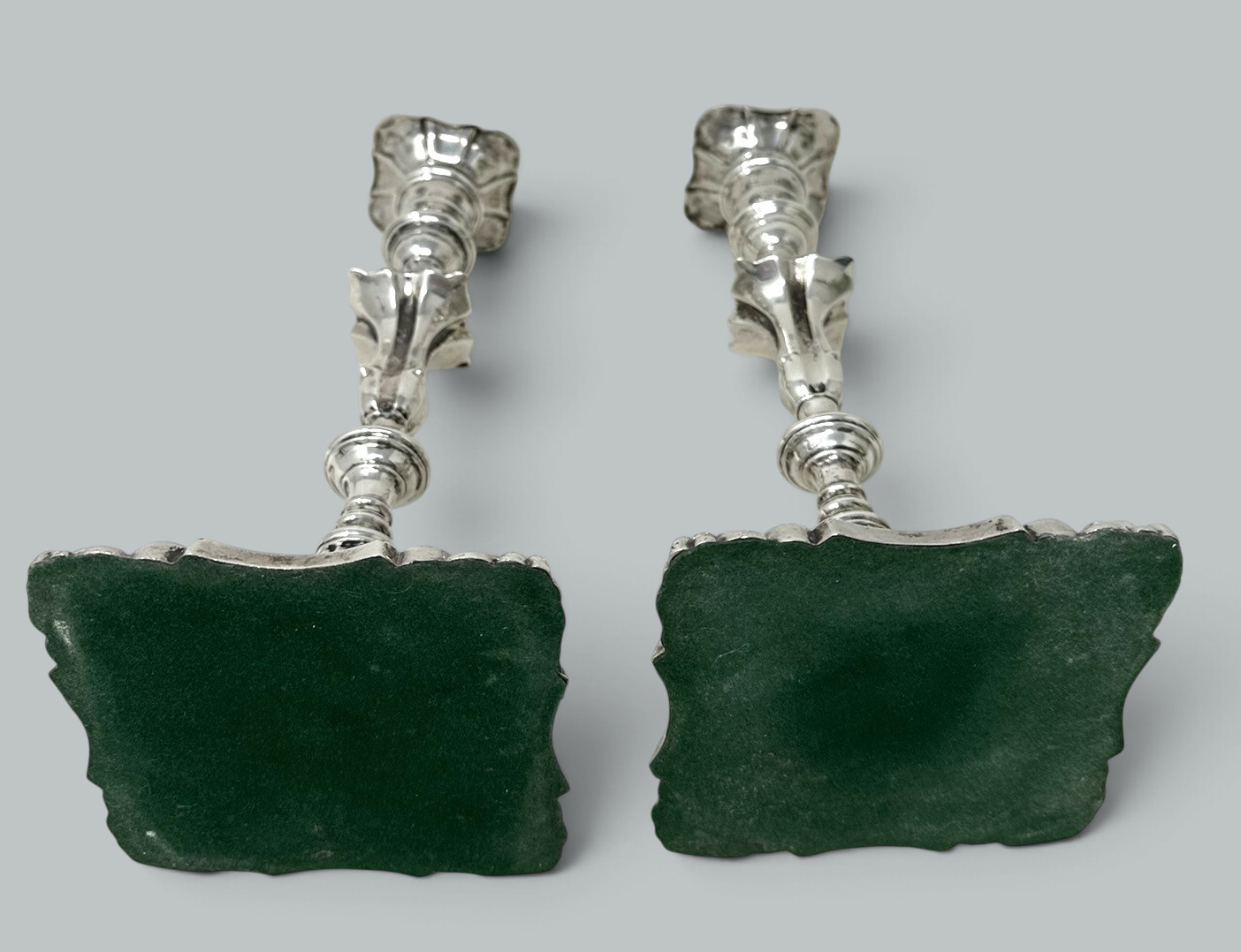 542. Antique Pair English Sterling Silver Candlesticks Candelabra Adams Style 1899 - Image 11