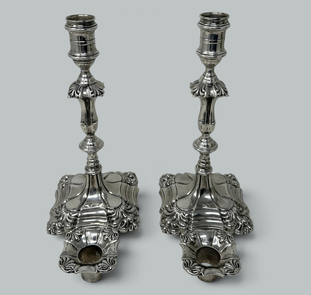 542. Antique Pair English Sterling Silver Candlesticks Candelabra Adams Style 1899 - Image 12