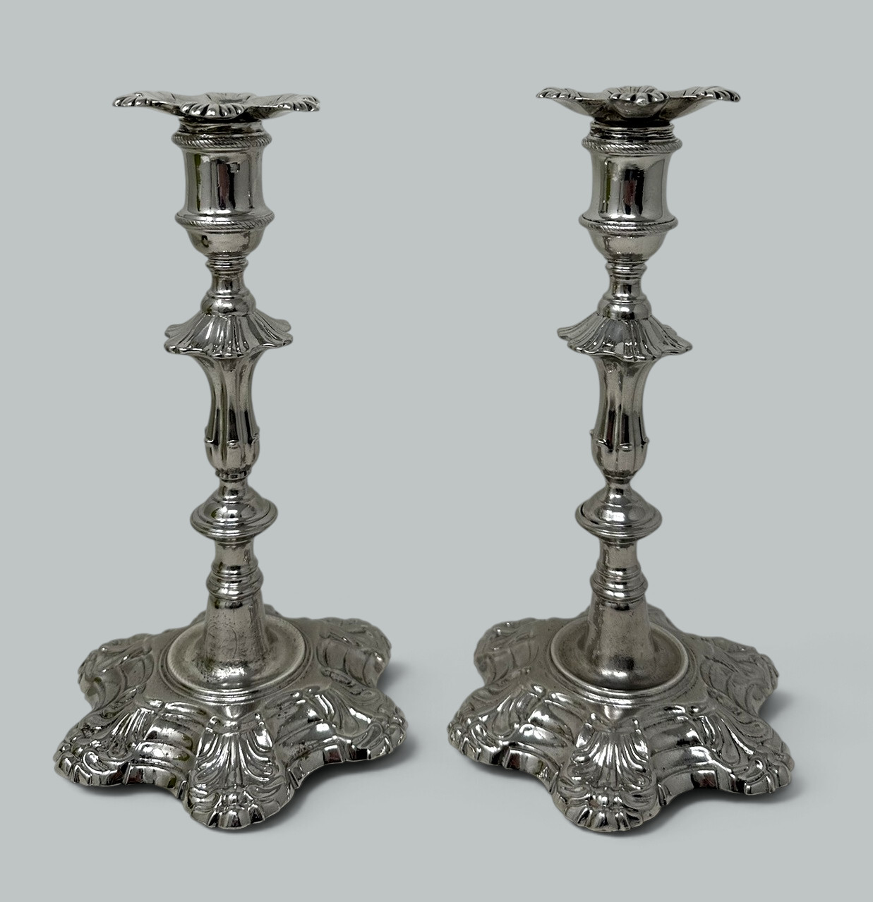 934. Antique Pair English Sterling Silver Georgian Candlesticks by William Cafe 1757 - Image 3