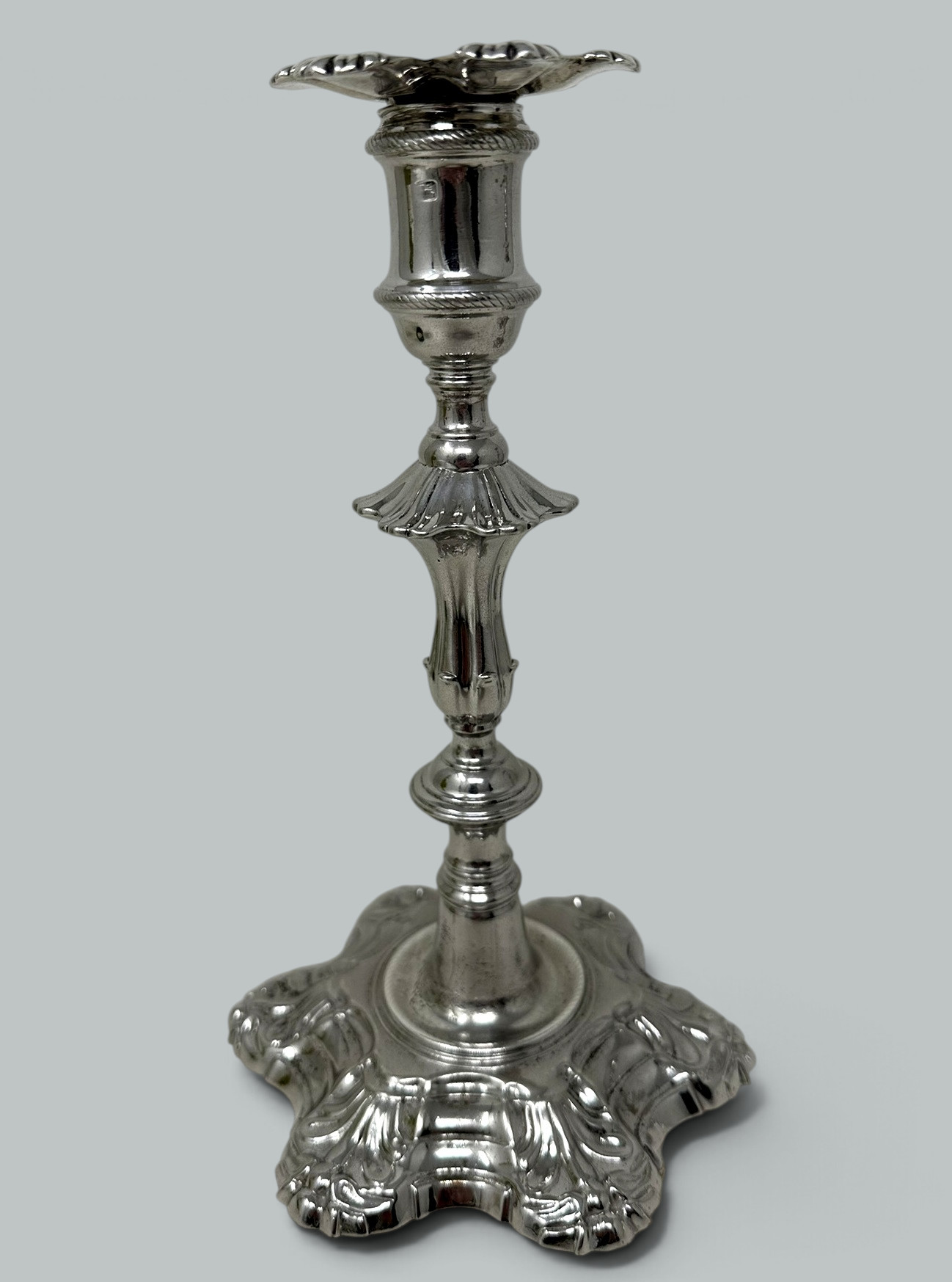 934. Antique Pair English Sterling Silver Georgian Candlesticks by William Cafe 1757 - Image 4