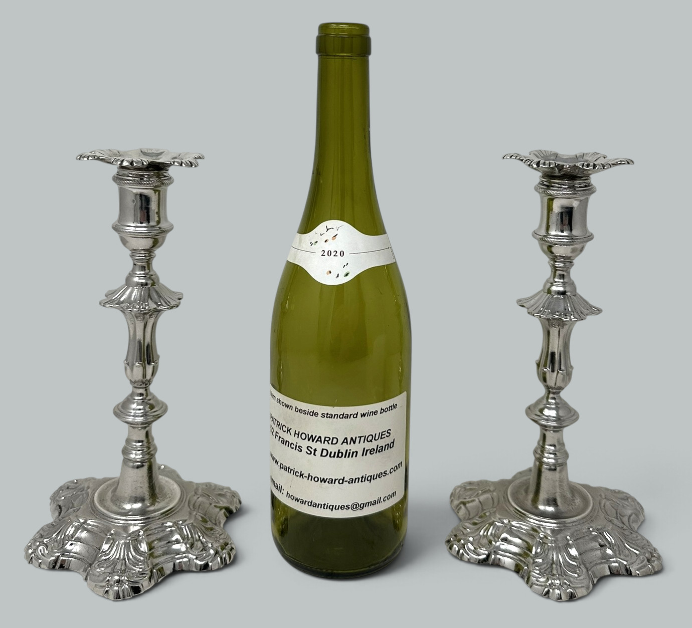 934. Antique Pair English Sterling Silver Georgian Candlesticks by William Cafe 1757 - Image 11